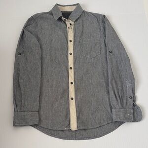 THE SHIRT Casual Grey Long-Sleeve Button-Down Shirt with Contrast Placket